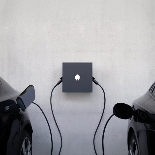 Square EV Dual Wall 2 cars charging parallax